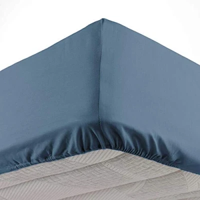Imagen de Douceur d&#039;Intérieur Oscar Sábana Bajera, de Microfibra Lisa, para Cama Matrimonio, 100% poliéster, 140 x 190 cm, Azul Noche