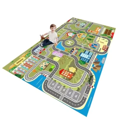 Imagen de ZFHNYJWKL Alfombra Coches Infantil de Juego Carretera, Juegos, HabitacióN Road Playmat para Jugar con y Juguetes(B,200X300CM)