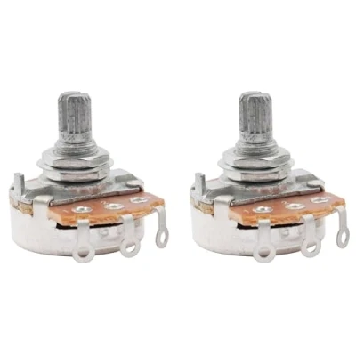 Imagen de Musiclily Métrico A500K Potenciómetro Logarítmico 15mm Corto Eje Dividido para Guitarra Eléctrica Bajo(2 piezas)