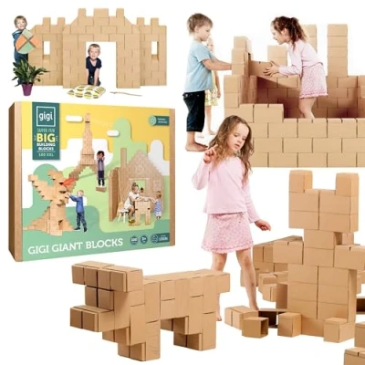 Imagen de GiGi Bloks XXL Bloques Construccion Niños de Cartón 100 Juego Grandes Piezas Para Construir Fortalezas