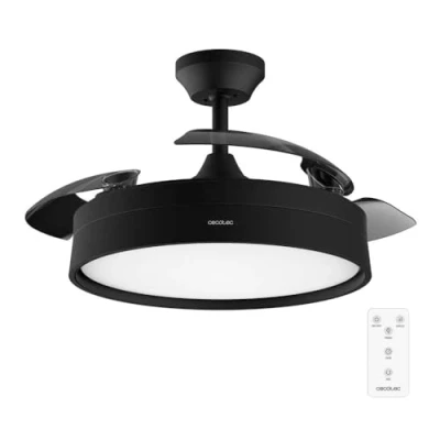 Imagen de Cecotec Ventilador de Techo con Luz y Aspas Retráctiles EnergySilence Aero 4200 Invisible Steel. 30W, Motor DC, Diámetro 42&quot;, Temporizador, 6 Velocidades, Mando a Distancia Modo Winter Summer
