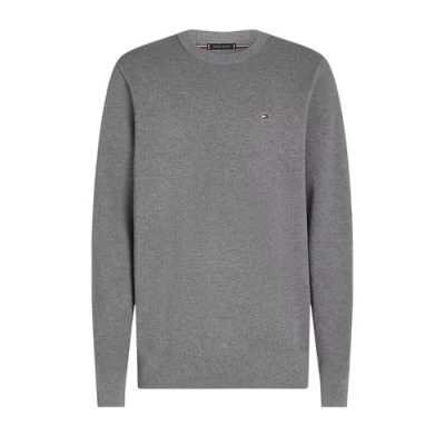 Imagen de Tommy Hilfiger Jersey Hombre Essential Structure Crew Neck Regular Fit, Gris (Medium Grey Heather), XXL