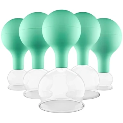 Imagen de Pulox Juego de vasos para ventosaterapia, distintos tamaños y colores (5 unidades), color verde
