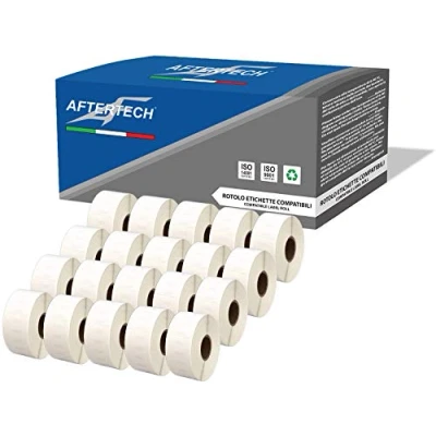 Imagen de Aftertech 20 x 11355 extraíbles 19 51 mm Rollos de etiquetas adhesivas compatibles (500 etiquetas/rollo = 10000 totales) para Dymo LabelWriter Seiko SLP etiquetadoras impresoras 11355R