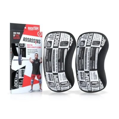 Imagen de RockTape Assassins Mangas para Codo Neopreno SBR Duradero Calor, Soporte y Transpirabilidad en Fitness Funcional, Negro, Grande
