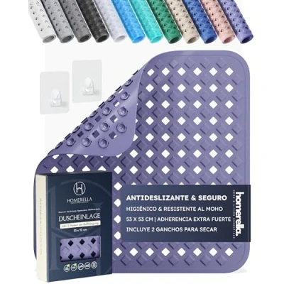 Imagen de Homerella Alfombrilla de ducha antideslizante sensible a la piel, 53 x cm, fijación incluida. para sin BPA resistente al moho y lavable