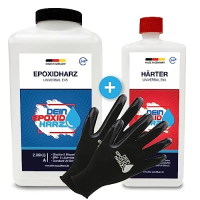 Imagen de Longfair Chemicals Resina Epoxi con Endurecedor + Guantes de Protección, Transparente, 3.25 kg, incluyendo instrucciones en español