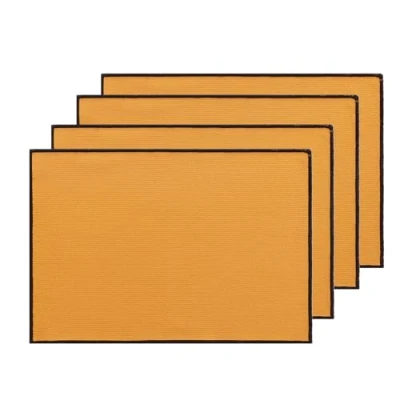Imagen de Manteles Individuales Salvamantel Mesa Comedor Tela Algodón Lavable Resistente Calor, 35x50 cm, Color Oro