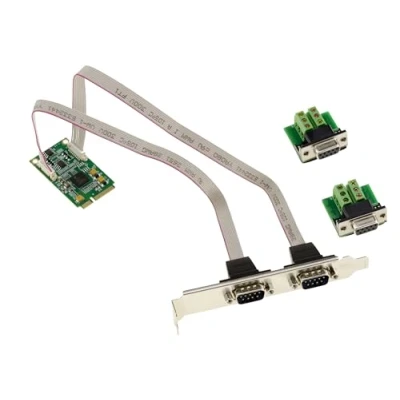 Imagen de KALEA INFORMATIQUE Mini PCI Express 2 Puertos RS422 RS485 DB9 Tarjeta Serie con chipset EXAR XR17V352, suministrada adaptadores para Montaje Cable a Cable.