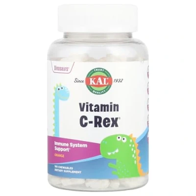 Imagen de Kal Vitamina C Rex 100 Dinosaurios Masticables Sin Gluten Apto Para Veganos