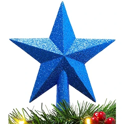 Imagen de Christmas Concepts® 20cm Glitter Tree Topper Adorno para la Punta del árbol de Navidad (Azul Real)