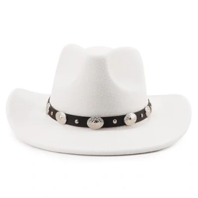 Imagen de DRESHOW Sombrero de ala ancha Fedora para mujer Hebilla cinturón Retro Panamá Floppy Hat