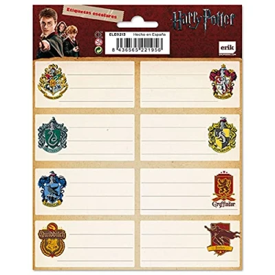 Imagen de etiquetas adhesivas Harry Potter escudos Pegatinas libro nombres/Pack escolares Papeleria Vuelta al cole material escolar Producto con licencia oficial
