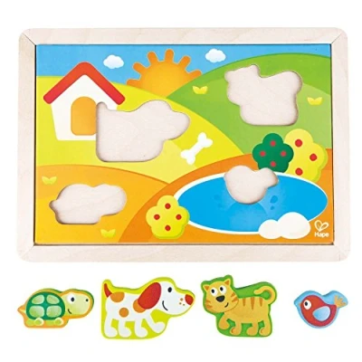 Imagen de Hape Puzzle infantil 3 in 1 Pepe y amigos (Barrutoys E1601) , color/modelo surtido