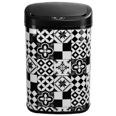 Imagen de KITCHEN MOVE BAT 58L Tile Black Cubo de Basura automático Cocina azulejo Cemento, Acero Inoxidable Acrilonitrilo butadieno estireno, Negro, 40.9x28.9x64.5cm