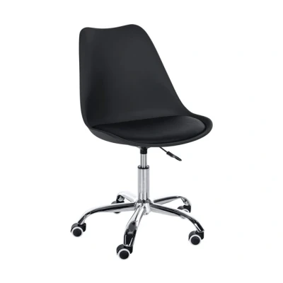 Imagen de CLP Taburete de Trabajo Laflin I Asiento tapizado con Funda Polipiel Silla Ruedas, Regulable en Altura y giratoria, Color:Negro