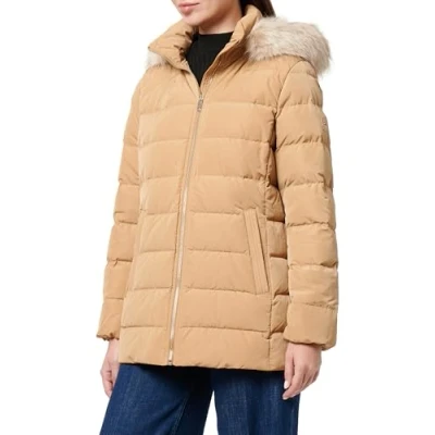 Imagen de Tommy Hilfiger Cazadora Acolchada Mujer Heritage Down Tyra Jacket With Fur Larga, Verde (Classic Khaki), XL