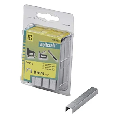 Imagen de wolfcraft Grapa de lomo ancho, acero extra duro, tipo 053 I 7032000 Ideales para fijar telas, tejidos y listones madera delgados