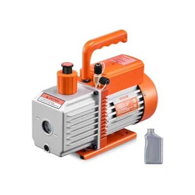 Imagen de VEVOR Bomba de Vacío 6 CFM Paletas Rotativas Doble Etapa con Botella Aceite para Sistemas HVAC, Mantenimiento Aire Acondicionado Automotriz, Desgasificación Resina