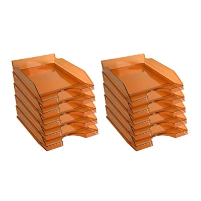 Imagen de Exacompta Ref. 12346D ECOTRAY Juego de 10 cestas correo (34 x 25 6,5 cm), para documentos en formato A4+ color mandarina translúcida