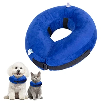 Imagen de Nobleza Collar de Recuperación Inflable para Perro Gato, Ajustable Isabelino Mascotas, Protección Gatos Perros Cirugía o Heridas, Azul (S)
