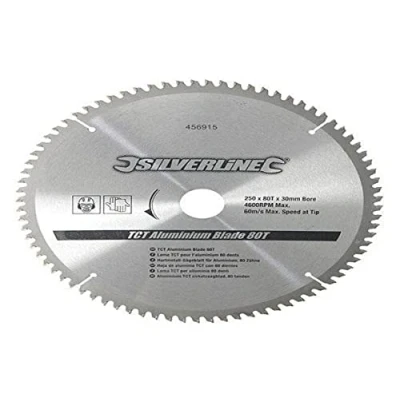 Imagen de Silverline Tools 456915 Disco de TCT para Aluminio, 80 Dientes (250 x 30 Anillos 25, 20 y 16 mm)