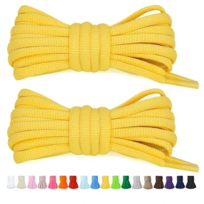 Imagen de Stepace 2 Pares de Cordones Redondos 60cm para Sneakers, Longitud 200cm 18 Colores, Zapatos Amarillo 120cm