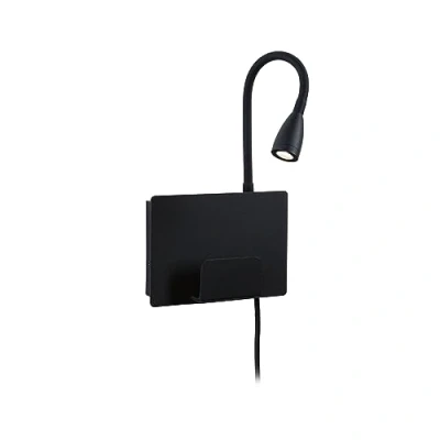 Imagen de Paulmann Halina USB aplique de pared LED, brazo flexible negro