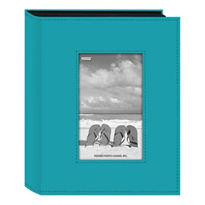 Imagen de Pioneer Photo Albums Sewn Leatherette Frame Álbum de Fotos con Marco Cosido 7 x 9 Pulgadas, 200 Bolsillos, Color Brillante, Piel sintética, Azul Claro, Medium