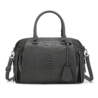 Imagen de David Jones Bolso de Mano Mujer Bowling Hombro Bandolera Piel Sintetica Tamano Mediano Elegante Gris
