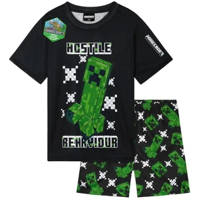 Imagen de Get Trend Minecraft Pijama Corto Niño Pijamas Verano Chico Adolescente Set de 2 Piezas Ropa Dormir Cómodo Regalo para Niños (9 10 Años, Negro)