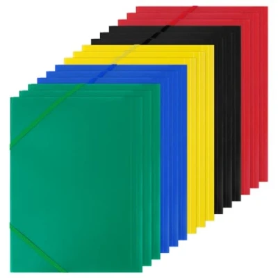 Imagen de CASMIGC 15 Piezas Carpetas con Abrazaderas de Esquina A4 Carpeta Colores Polipropileno Din 2 Bandas EláSticas Documentos Ideal para Archivos, Documentos, Reuniones, Informes