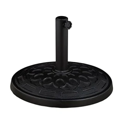 Imagen de Relaxdays Soporte Sombrilla, para Postes de 38 48 mm, Diseño Decorativo, Resistente Intemperie, Jardín y Balcón, Negro
