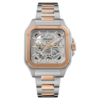 Imagen de Ingersoll The Ollie Reloj automático para Hombre con Esfera de Esqueleto y Correa Acero Inoxidable 42 mm, Color Gris I14502