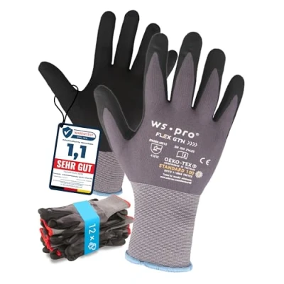 Imagen de Trevendo guantes de trabajo WS Pro FLEX GTN montaje jardinería transpirables flexibles para hombre y mujer, Talla 10, 12 pares