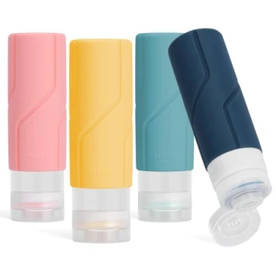 Imagen de Alyvisun 4 Piezas Botes Viaje Rellenables 100ml, Botellas de Silicona a Prueba Fugas, Envases para Champú, Loción, Cosméticos