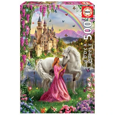 Imagen de Educa Puzzle de 500 Piezas para Adultos Hada y Unicornio. Incluye Pegamento Fix Puzzle. A Partir 11 años (17985)