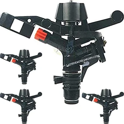 Imagen de Suinga 10 x ASPERSOR agricola Angulo Ajustable de 0 a 360º. Alcance 13 18 m. Rosca Macho 3/4&quot;. Caudal 1040 2100 l/h, Negro