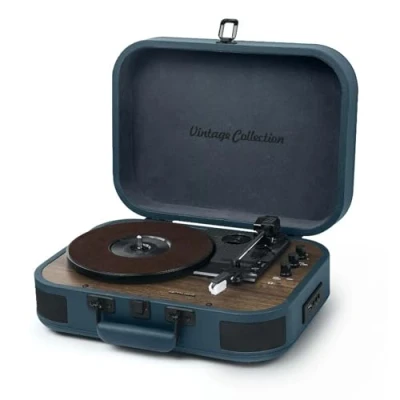 Imagen de Tocadiscos Muse MT 201 OB, 33/45/78 rpm, Puerto USB, Azul Madera