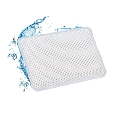 Imagen de Relaxdays Almohada Bañera con 8 Ventosas, Cojín Baño, Reposacabezas Relax, Espuma de PVC, 19 x 28,5 5,5 cm, Blanco, Gomaespuma, 28.5 5.5 cm