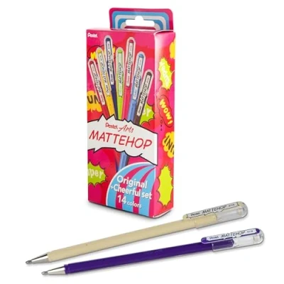 Imagen de Pentel Mattehop K110V Bolígrafo de punta redonda (1,0 mm, 14 unidades, varios colores)