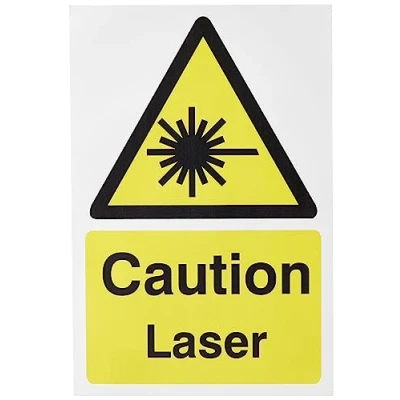 Imagen de Seco Señal láser de precaución, 200 mm x 300 mm, vinilo autoadhesivo, color negro