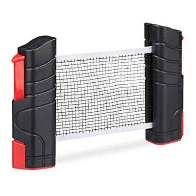 Imagen de Relaxdays Tischtennisnetz ausziehbar Red Ping Pong Extensible para Mesas con Tablero de hasta 5 cm, Negro y Rojo, 176 cm