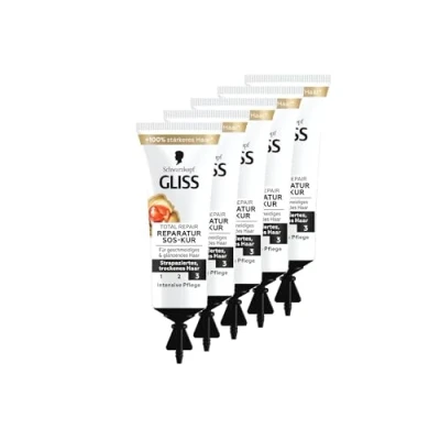 Imagen de Gliss SOS tratamiento intensivo Total Repair (5 x 15 ml), capilar con queratina para una reparación y cuidado intensivos, actúa después de 1 minuto tiempo actuación