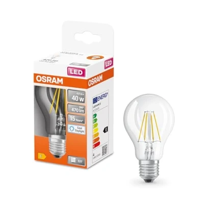 Imagen de OSRAM Lámpara LED Star de filamento claro, base B22d, blanco luz diurna (6500K), forma bombilla, juego recambios para bombillas convencionales 40W, paquete 6