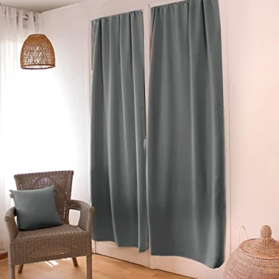 Imagen de ED ENJOY HOME Cortina Ocultante, Paso, Gris, 90 x 210 cm, 100% poliéster, Tejido Certificado Oeko Tex, colección Regaliz