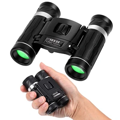 Imagen de Prismáticos Pequeños,Mini Binoculares 10x22 Telescopio Vision Portátiles Compactos Ligeros Impermeables Plegable para la Caza, Turismo, Observación de Aves, Senderismo, Astronomía