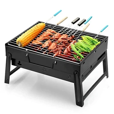 Imagen de Uten Parrilla portátil de carbón Vegetal para ahumar, cocinar al Aire Libre, Camping, Senderismo, picnics, mochileros, Negro, S
