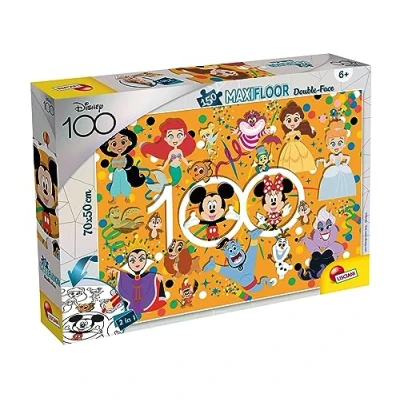 Imagen de Lisciani Puzzle DISNEY 100 DF Maxifloor 150 Piezas Múltiples Personajes Doble Cara 2 en 1 y Colorear 70 x 50 Cm Para Niños a Partir de 6 años