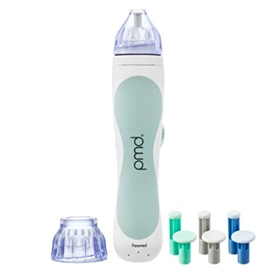 Imagen de PMD Personal Microderm Classic Máquina de microdermoabrasión casera con kit para rostro y cuerpo Cristales exfoliantes succión al vacío lucir una piel fresca radiante Gris.